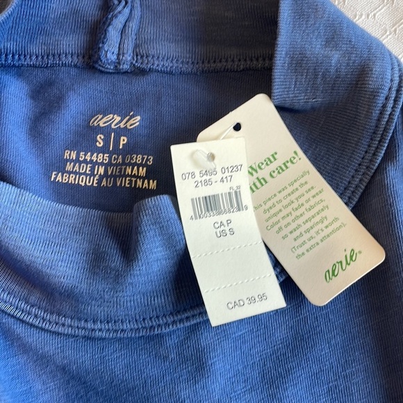 Aerie Blue Crop Mock Neck Long Sleeve - Picture 4 of 5